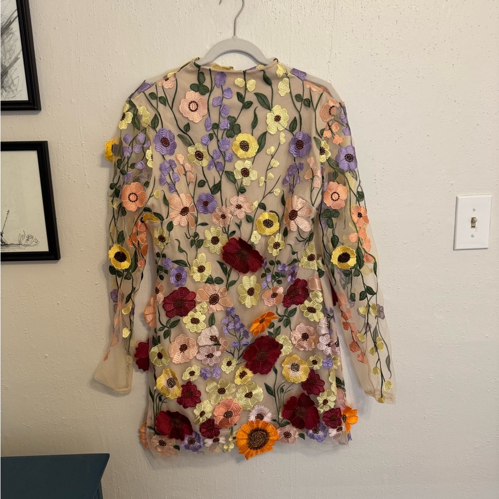 Floral Embroidered Sheer Dress